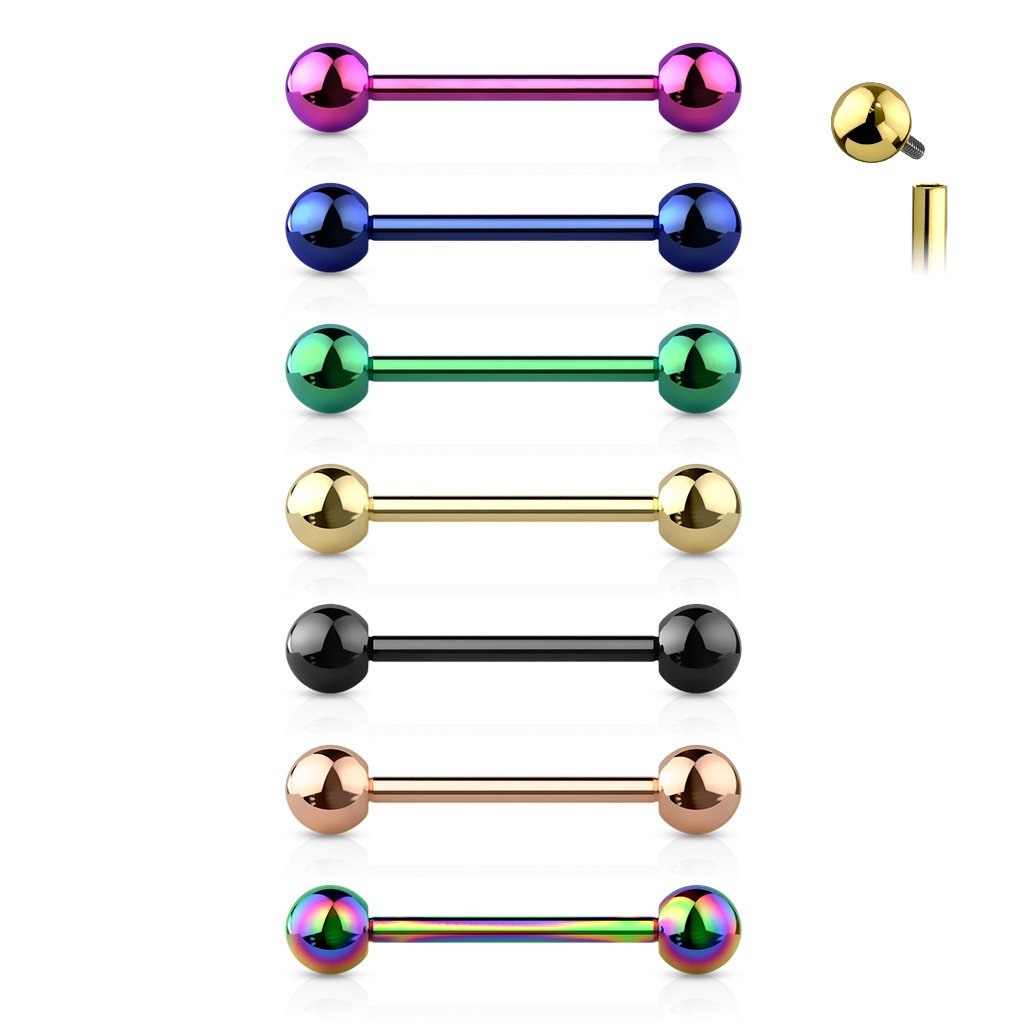 Implant Grade Titanium Internally Threaded Pvd Plated Barbell